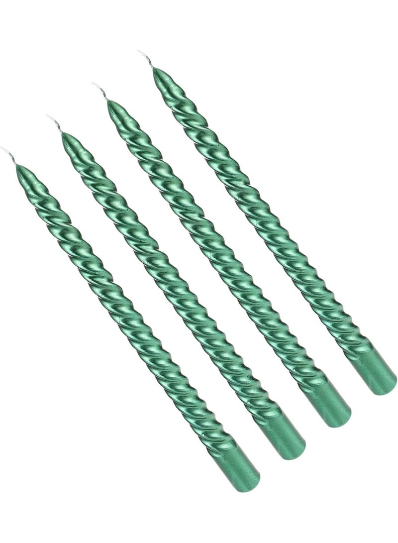 10-inch conical spiral candles, 4-cone candle set, 8 hours, smokeless, long candles, tall candlestick, family dinner, party, wedding (4 candles, green, 25 cm) - Image 4